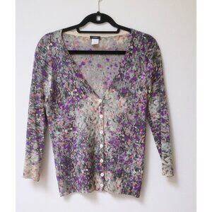 J.Crew Women's 100% Merino Wool Multicolor 3/4 sleeve Cardigan Sz S